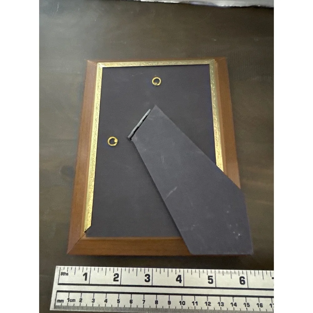 Vintage Wood and Gold Beaded Picture Frame 5x7 Opening Tabletop Wall Mount